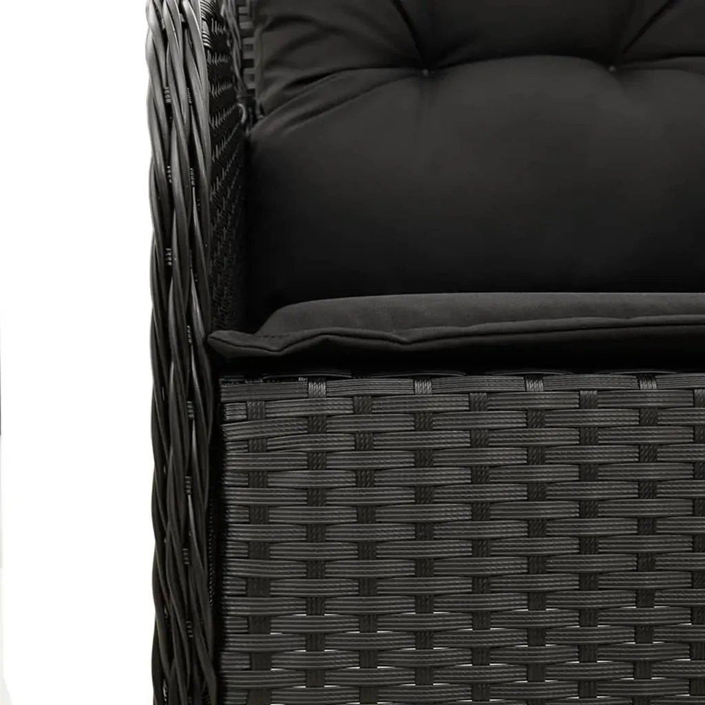 3 Piece Garden Dining Set with Cushions Black Poly Rattan Price