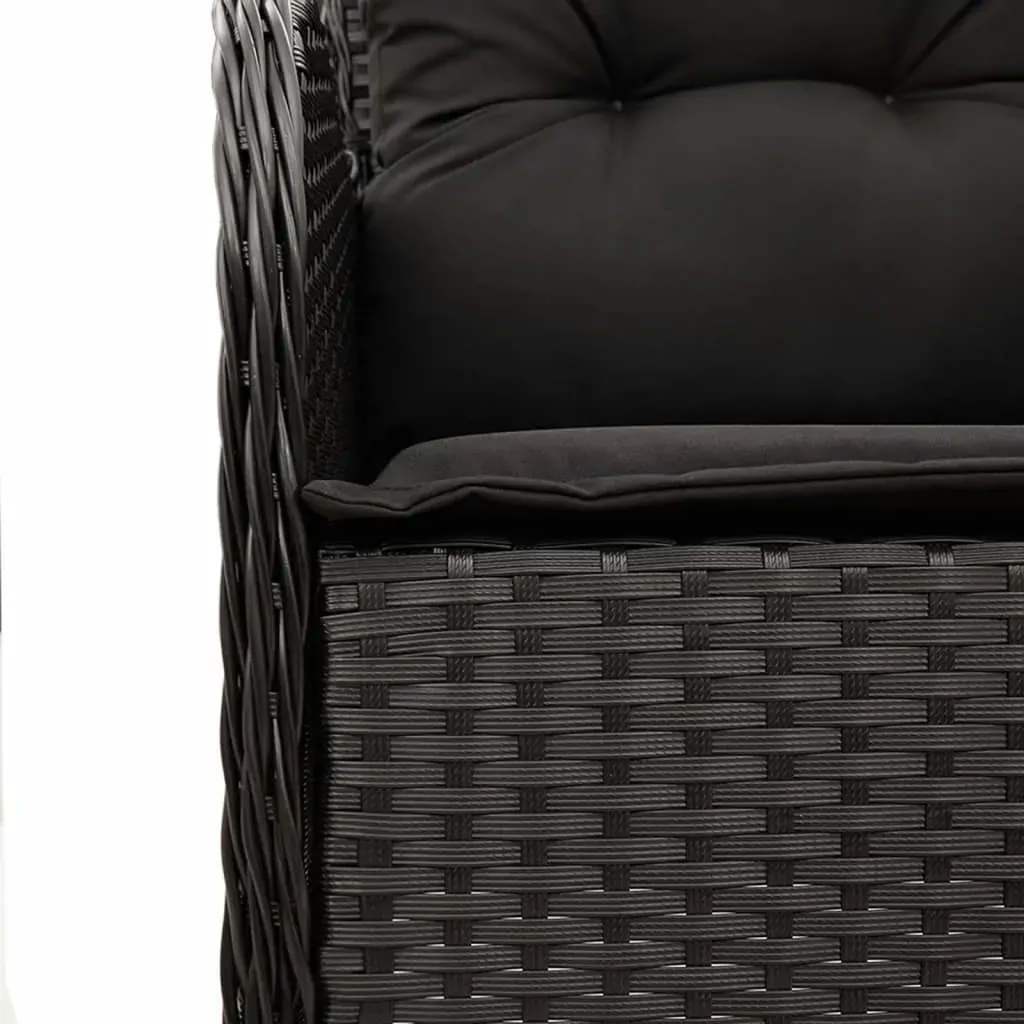 7 Piece Garden Dining Set with Cushions Black Poly Rattan Price
