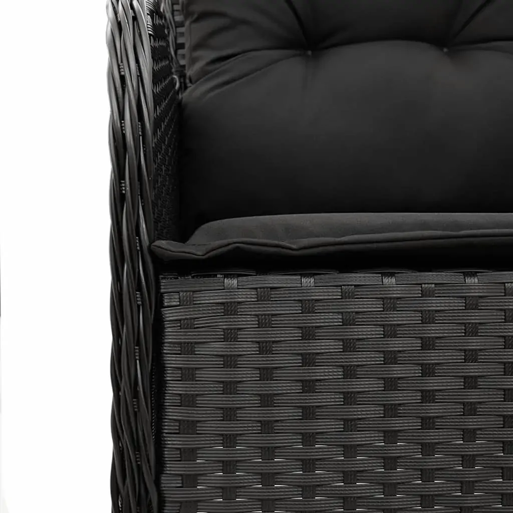 3 Piece Garden Dining Set with Cushions Black Poly Rattan Price
