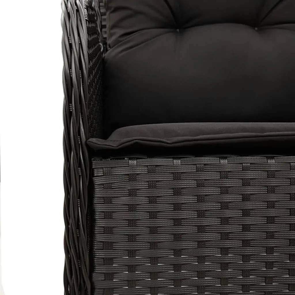7 Piece Garden Dining Set with Cushions Black Poly Rattan Price