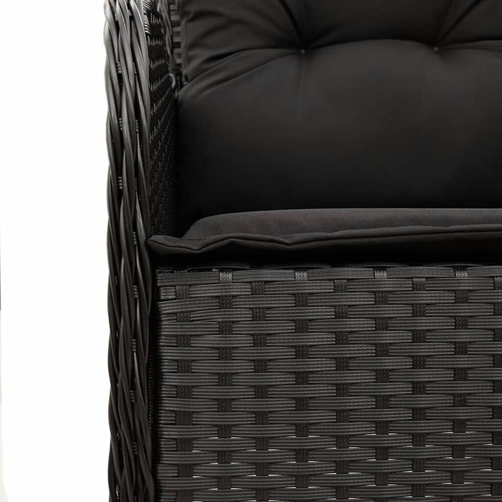 7 Piece Garden Dining Set with Cushions Black Poly Rattan Price