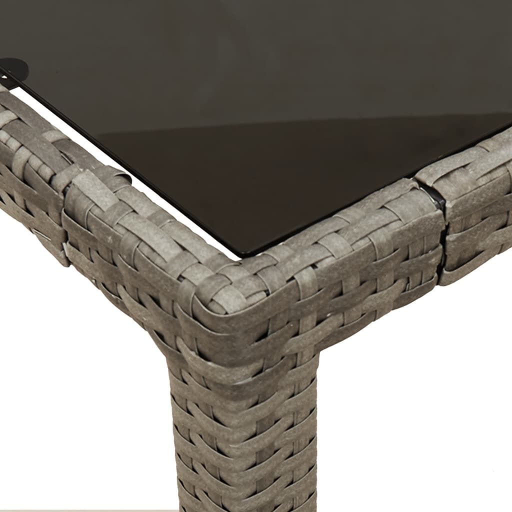 3 Piece Bistro Set with Cushions Grey Poly Rattan Price