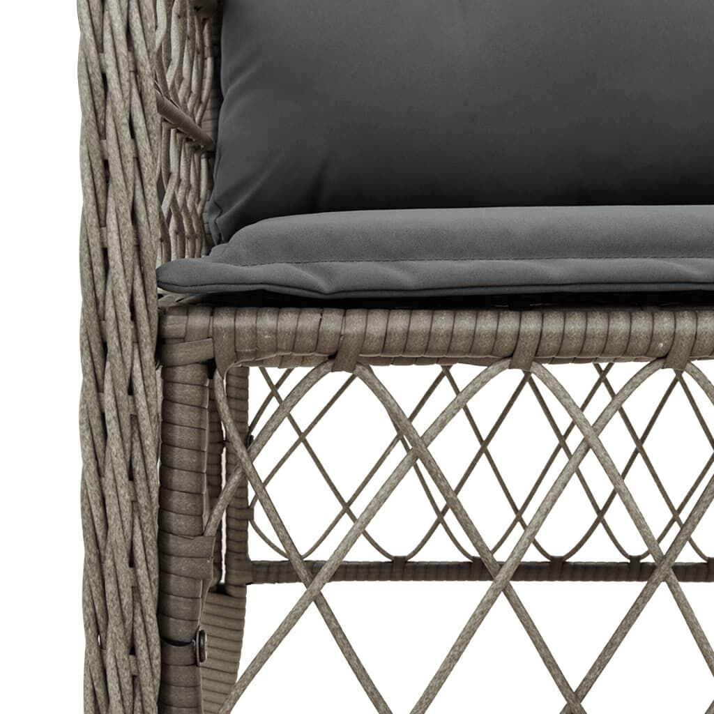 7 Piece Garden Dining Set with Cushions Grey Poly Rattan Price