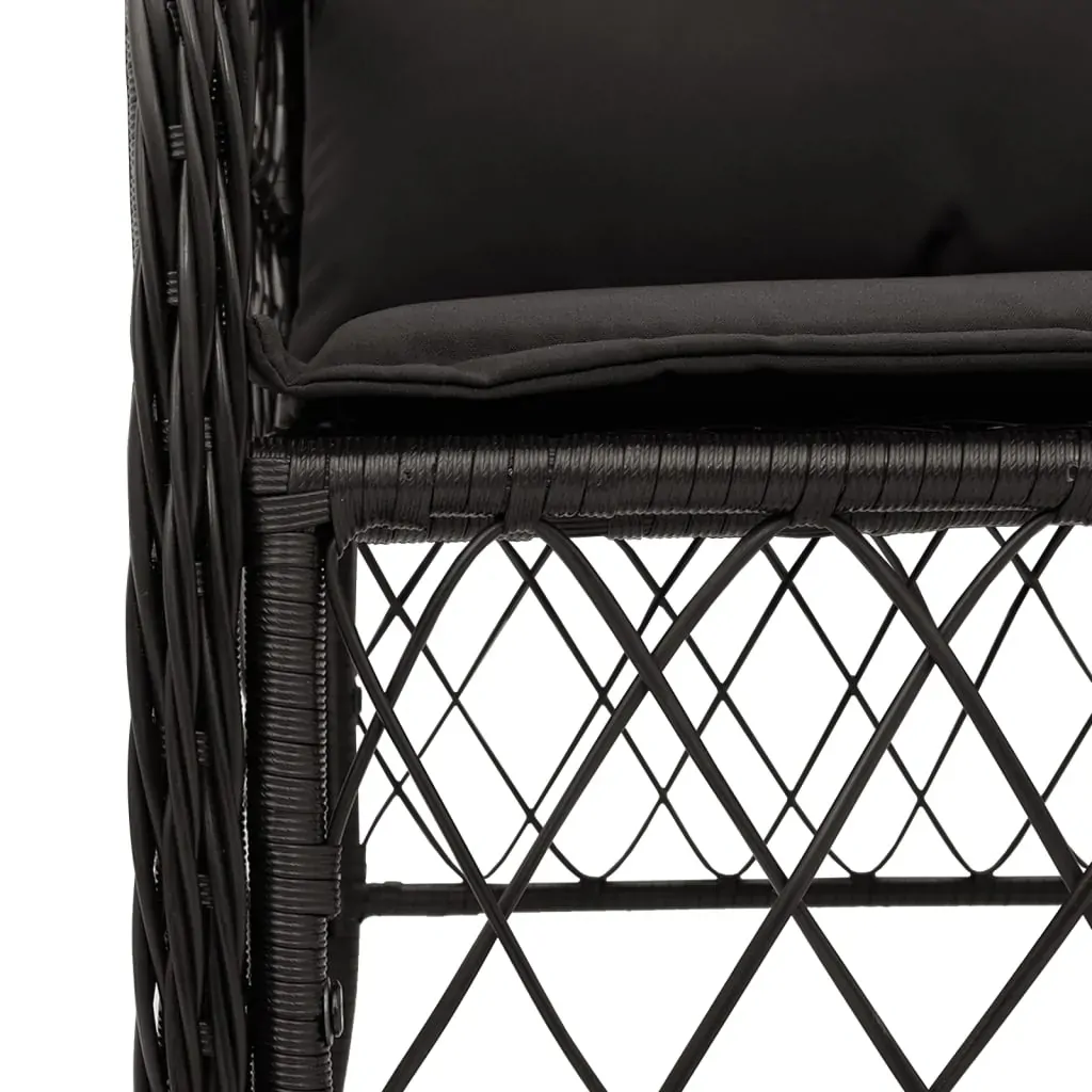 7 Piece Garden Dining Set with Cushions Black Poly Rattan Price