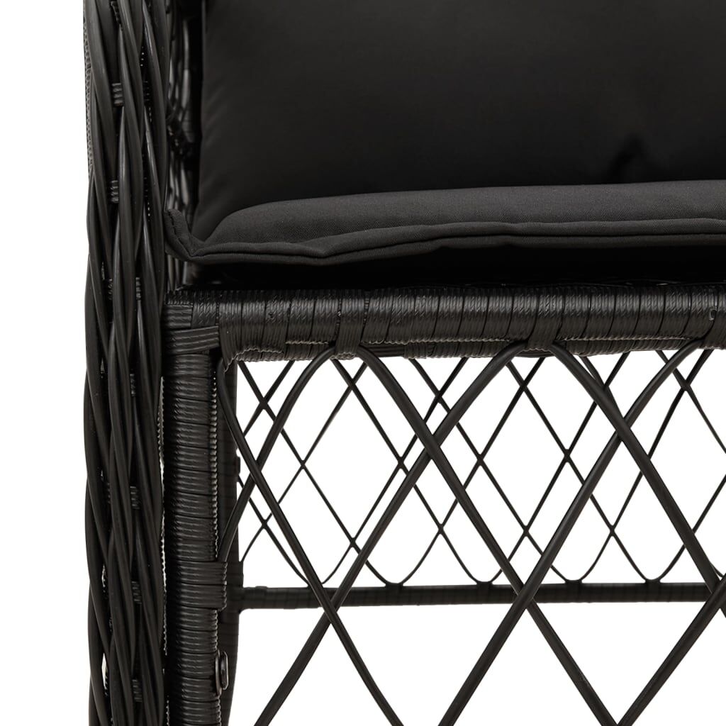 7 Piece Garden Dining Set with Cushions Black Poly Rattan Price