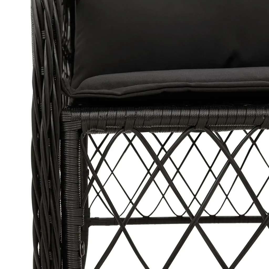9 Piece Garden Dining Set with Cushions Black Poly Rattan Price