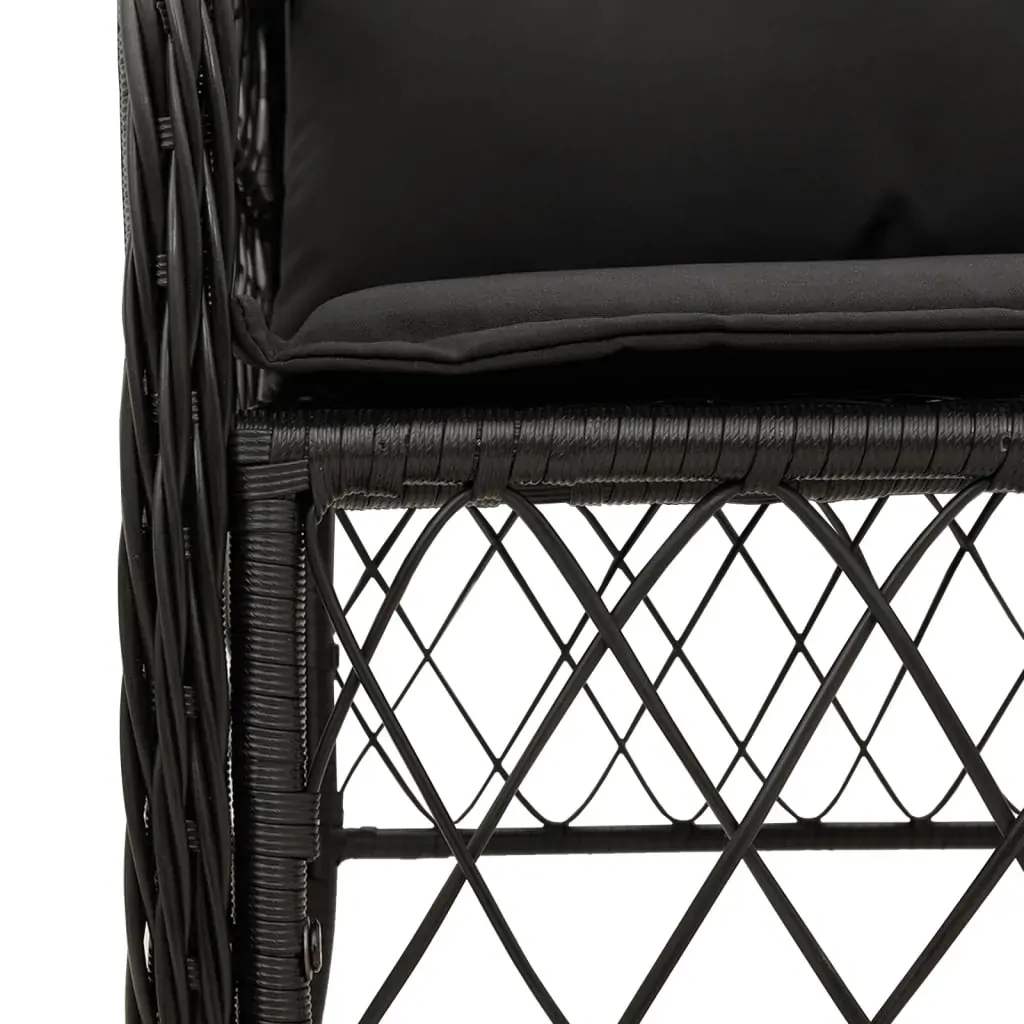5 Piece Garden Dining Set with Cushions Black Poly Rattan Price
