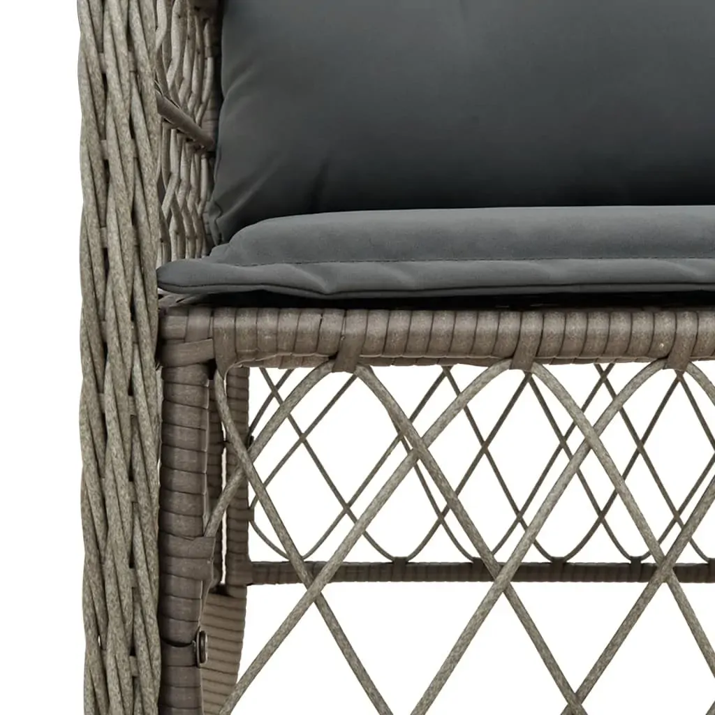 5 Piece Garden Dining Set with Cushions Grey Poly Rattan Price