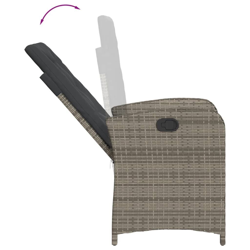 7 Piece Garden Dining Set with Cushions Grey Poly Rattan Price