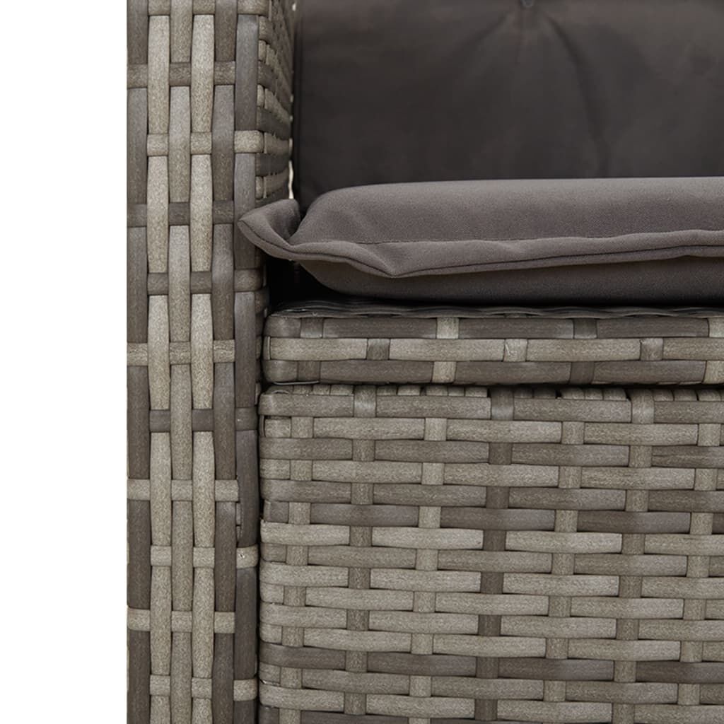 3 Piece Garden Dining Set with Cushions Grey Poly Rattan Price