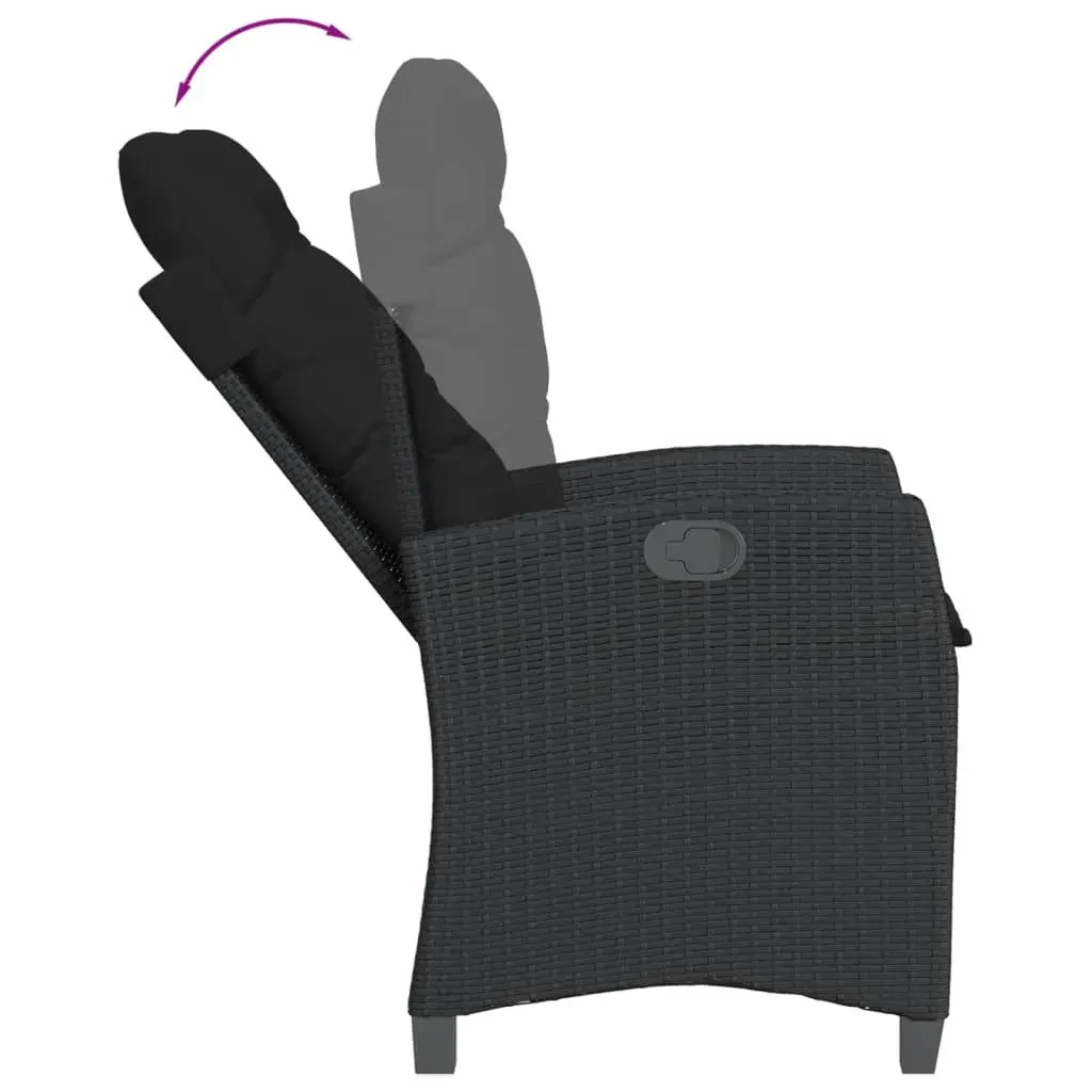 3 Piece Garden Dining Set with Cushions Black Poly Rattan Price