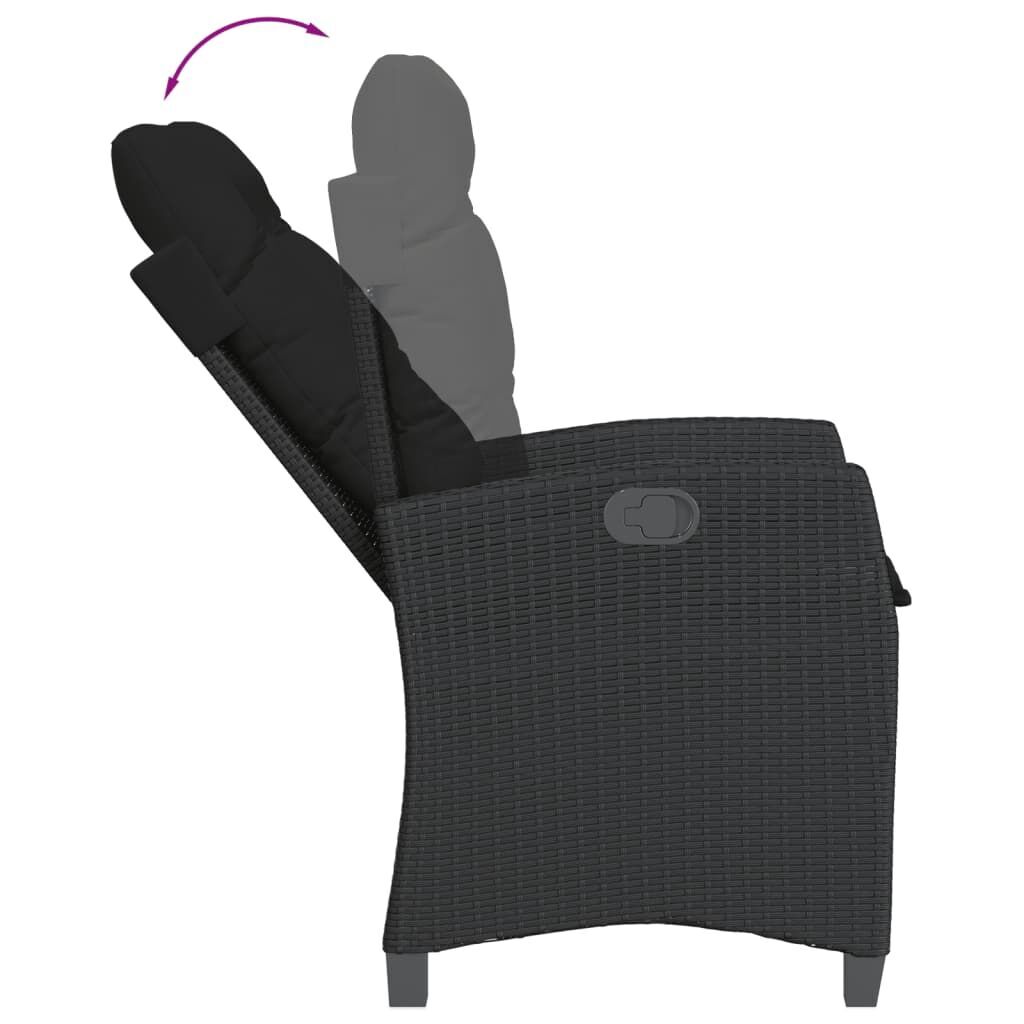 3 Piece Garden Dining Set with Cushions Black Poly Rattan Price