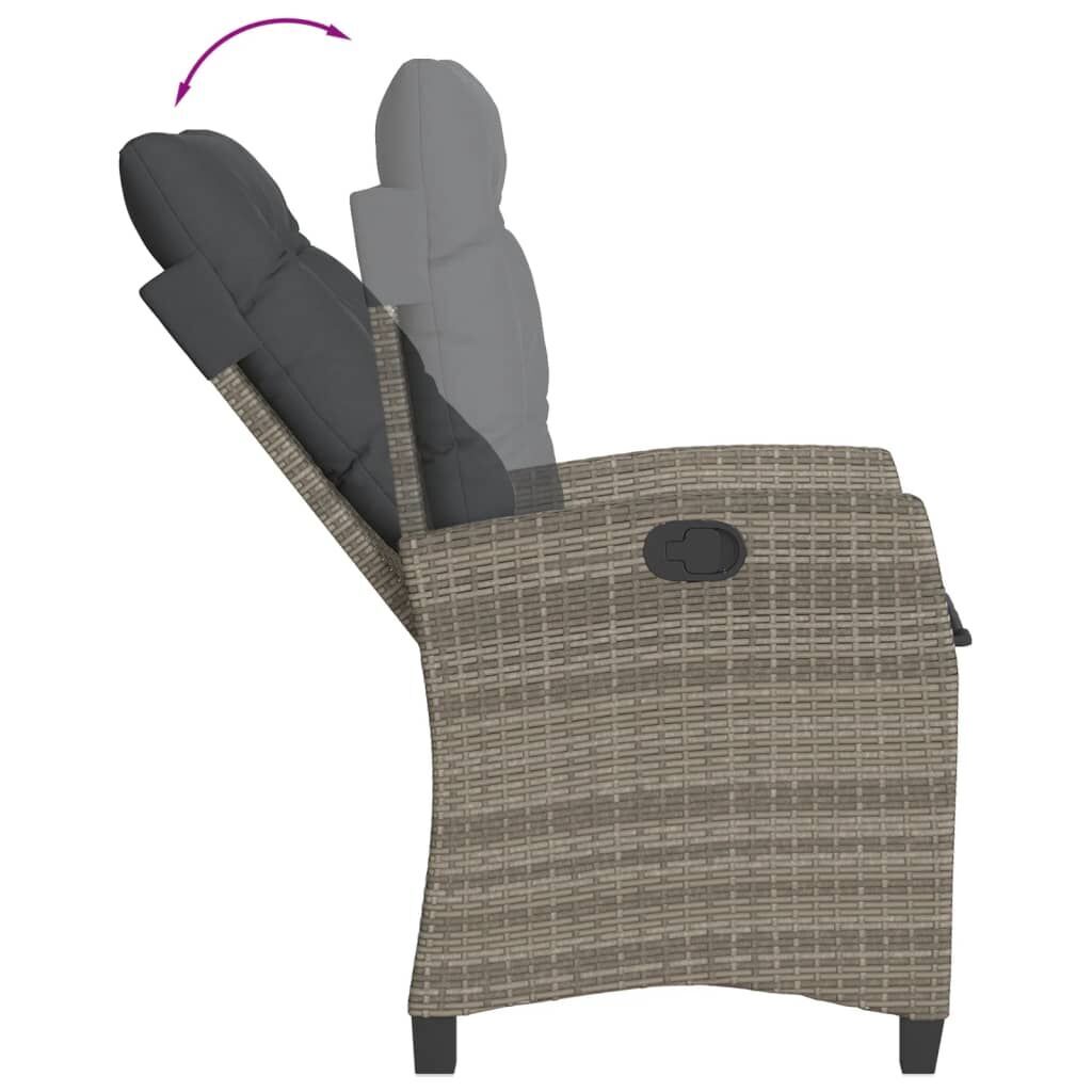 7 Piece Garden Dining Set with Cushions Grey Poly Rattan Price