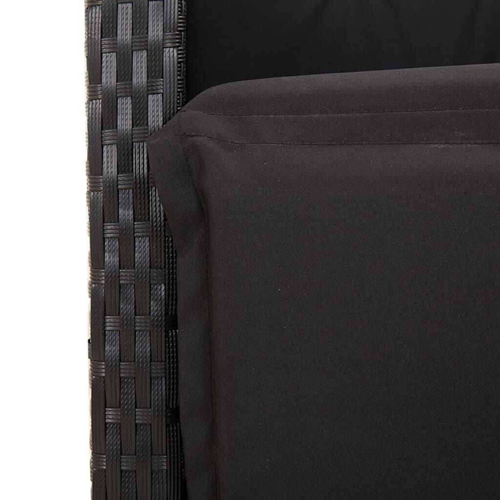 3 Piece Garden Dining Set with Cushions Black Poly Rattan Price