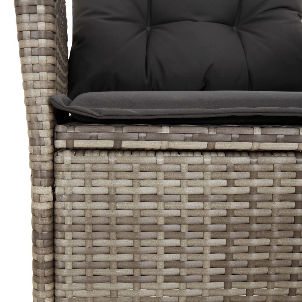 3 Piece Garden Dining Set with Cushions Grey Poly Rattan Price