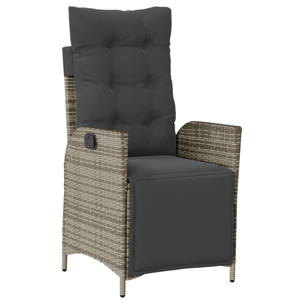 7 Piece Garden Dining Set with Cushions Grey Poly Rattan Price