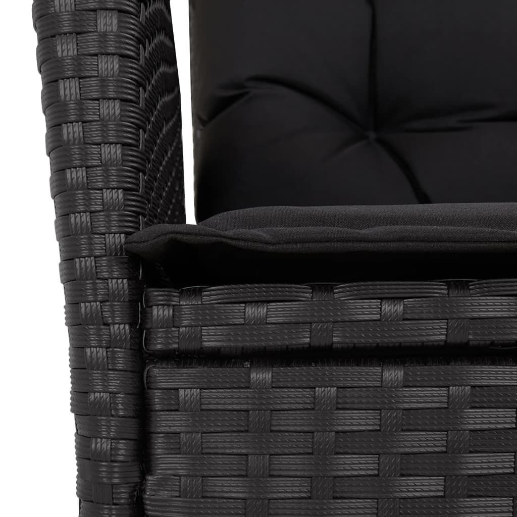 3 Piece Garden Dining Set with Cushions Black Poly Rattan Price