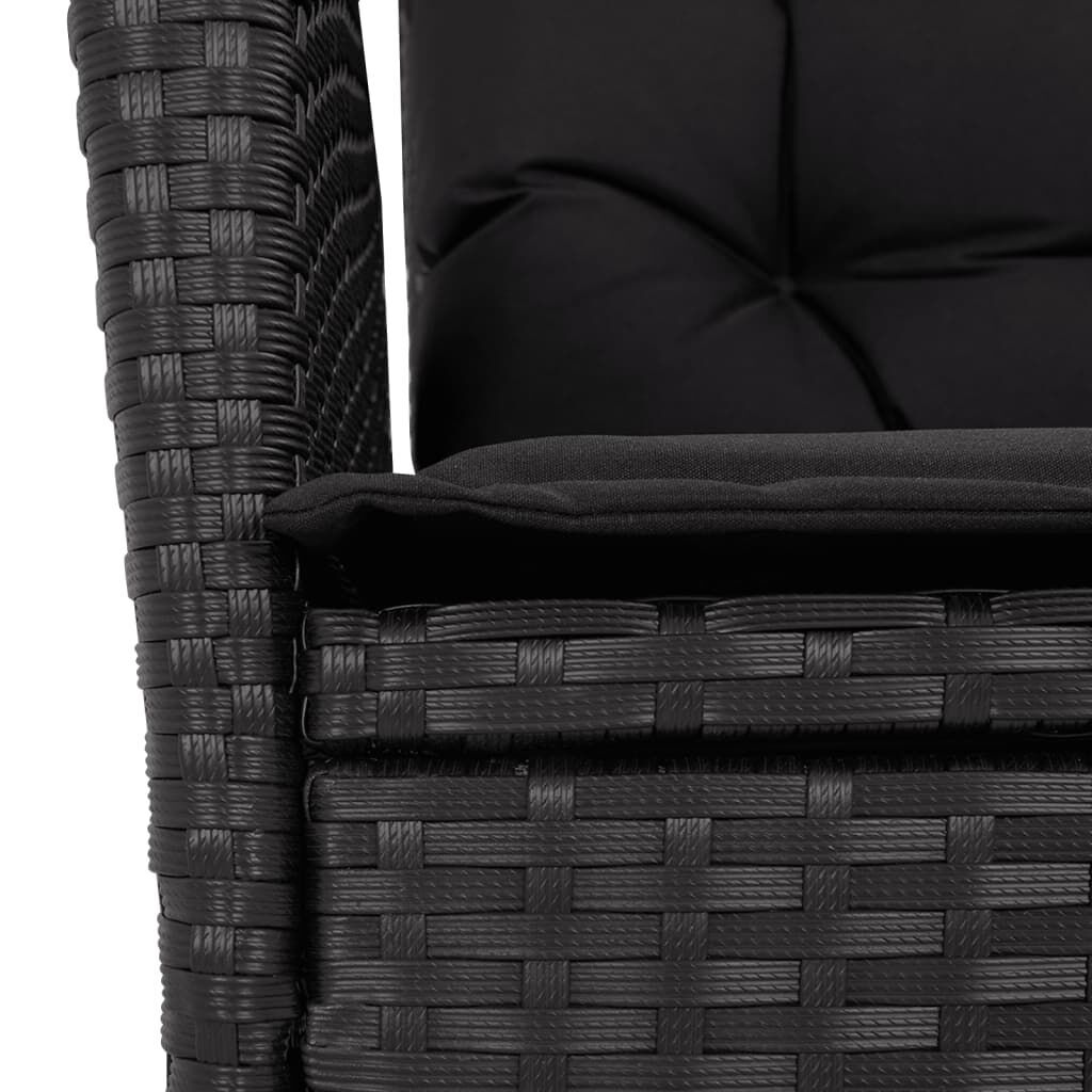 7 Piece Garden Dining Set with Cushions Black Poly Rattan Price