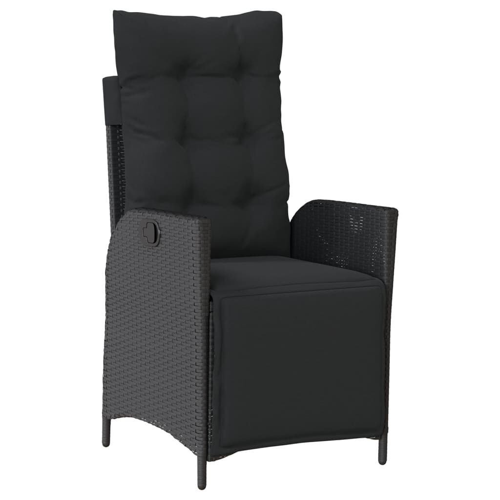 7 Piece Garden Dining Set with Cushions Black Poly Rattan Price
