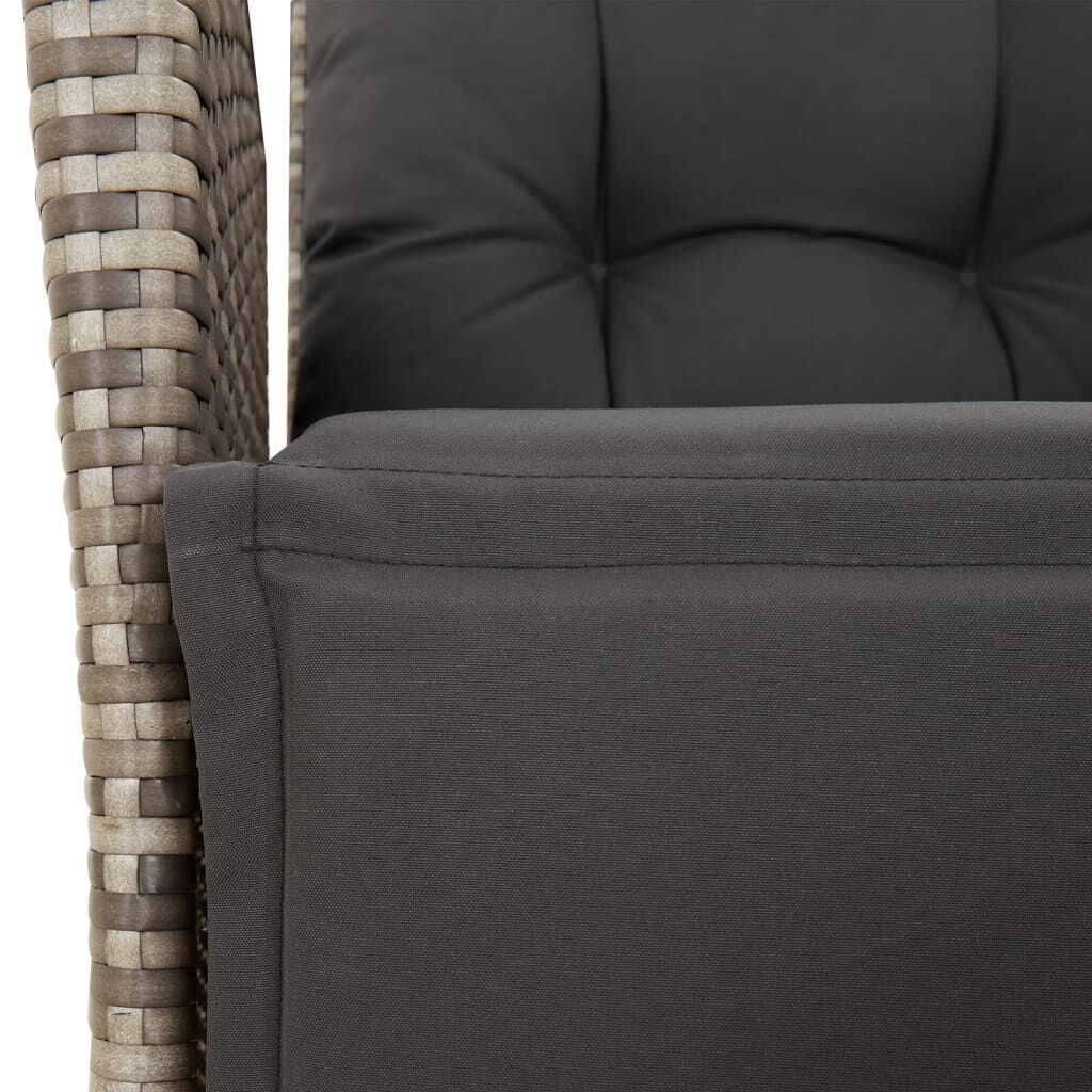 7 Piece Garden Dining Set with Cushions Grey Poly Rattan Price