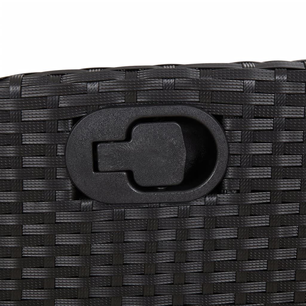 3 Piece Garden Dining Set with Cushions Black Poly Rattan Price