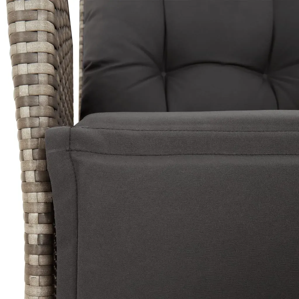 3 Piece Garden Dining Set with Cushions Grey Poly Rattan Price
