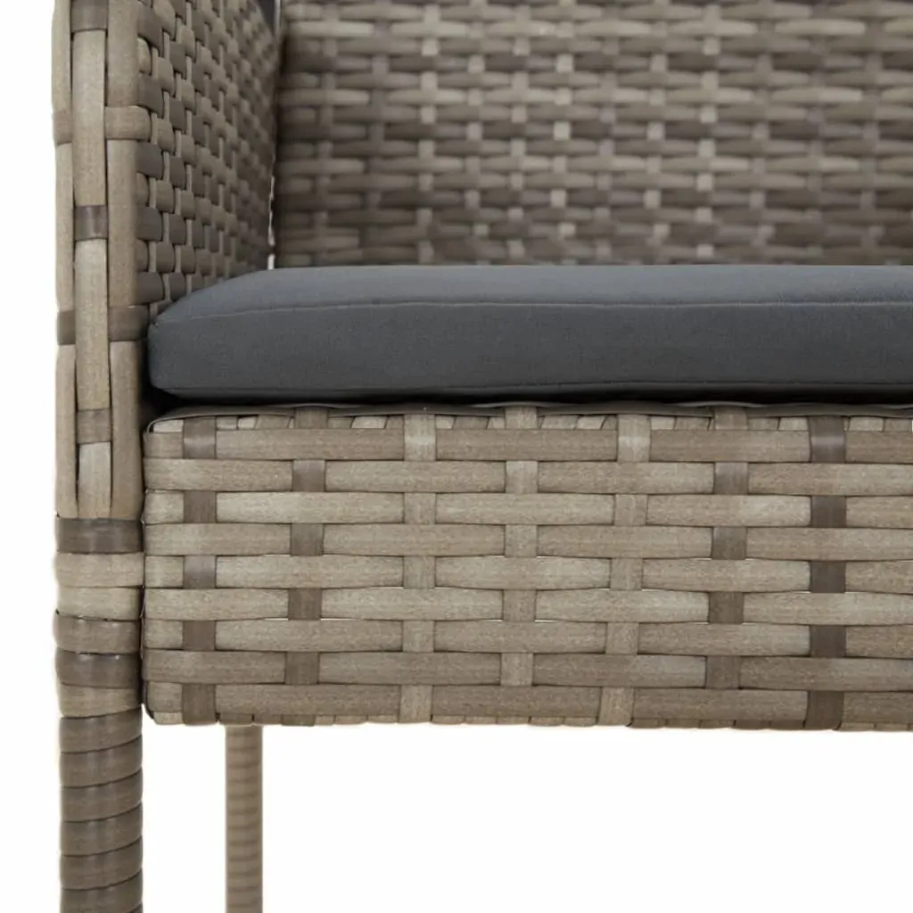 7 Piece Garden Dining Set with Cushions Grey Poly Rattan Price