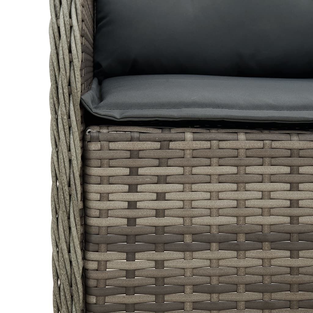 9 Piece Garden Dining Set with Cushions Grey Poly Rattan Price