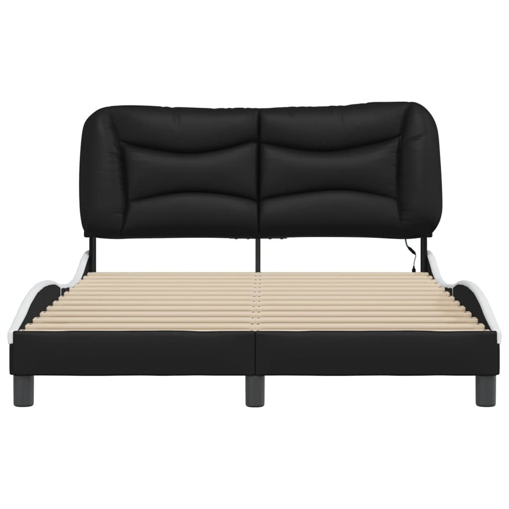 Bed Frame with LED without Mattress Black and White 137x187 cm Double Price