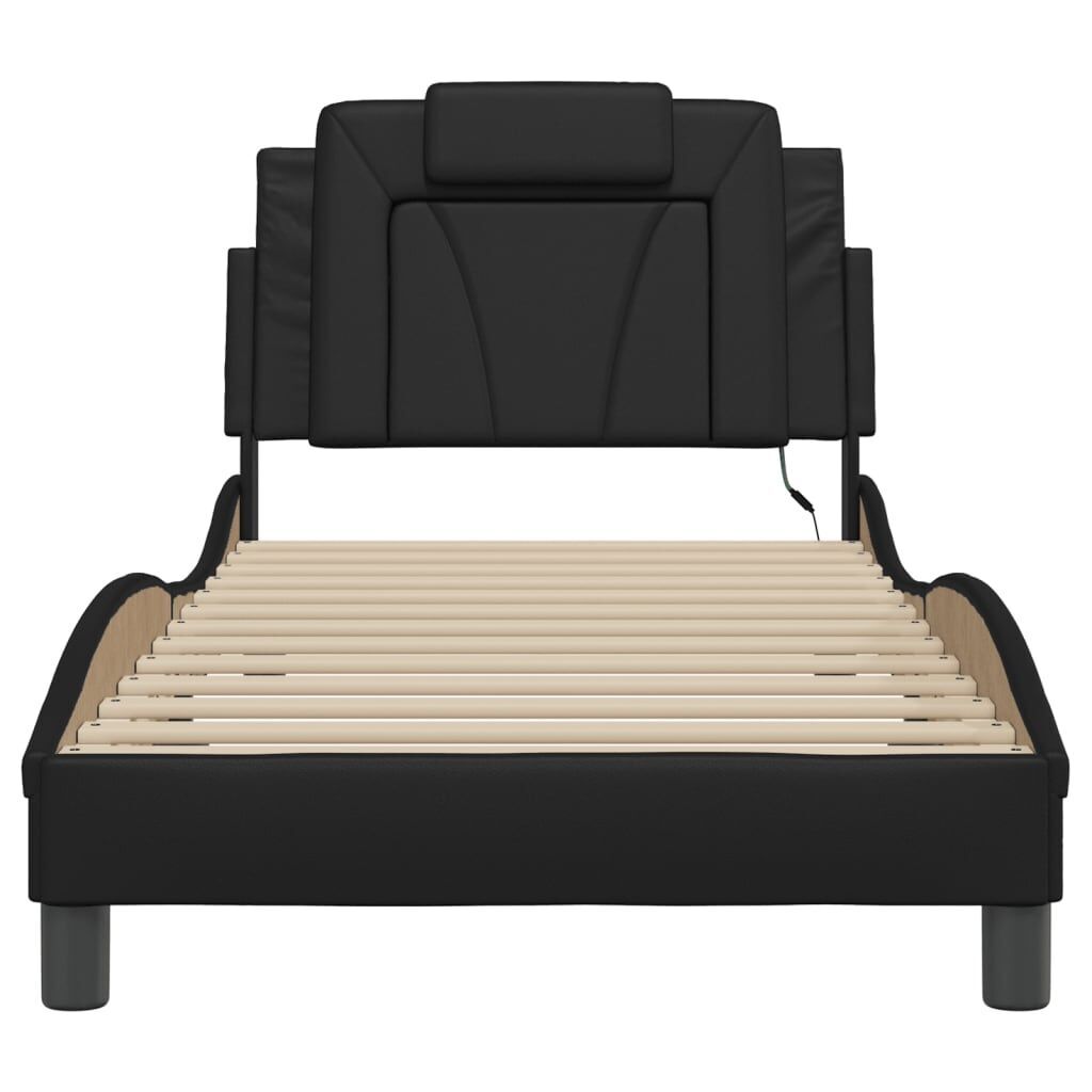 Bed Frame with LED without Mattress Black 90x190 cm Price