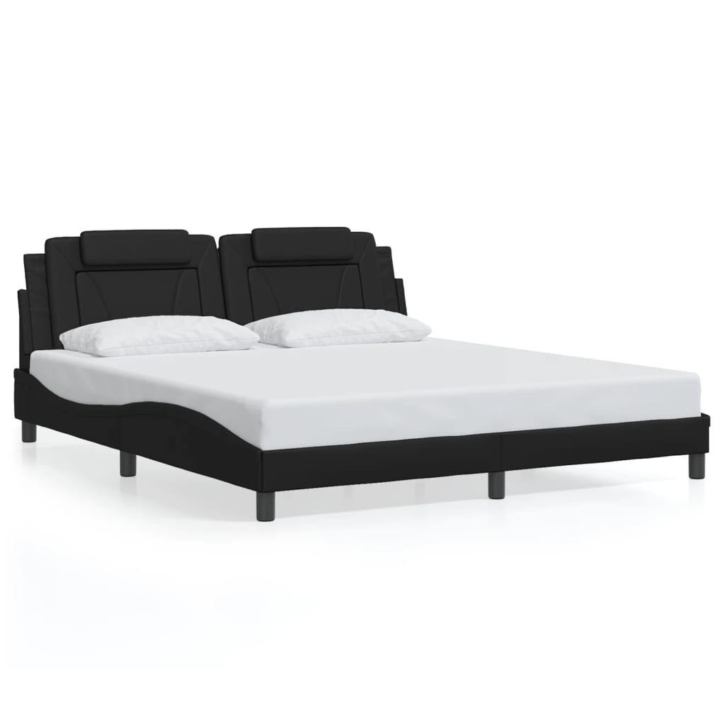 Bed Frame with LED without Mattress Black 183x203 cm King Price