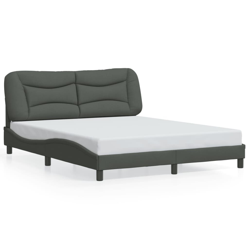 Bed Frame with LED without Mattress Black 152x203 cm Queen Fabric Price