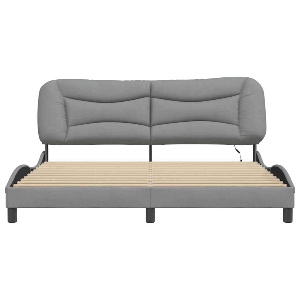 Bed Frame with LED without Mattress Dark Grey 183x203 cm King Fabric Price