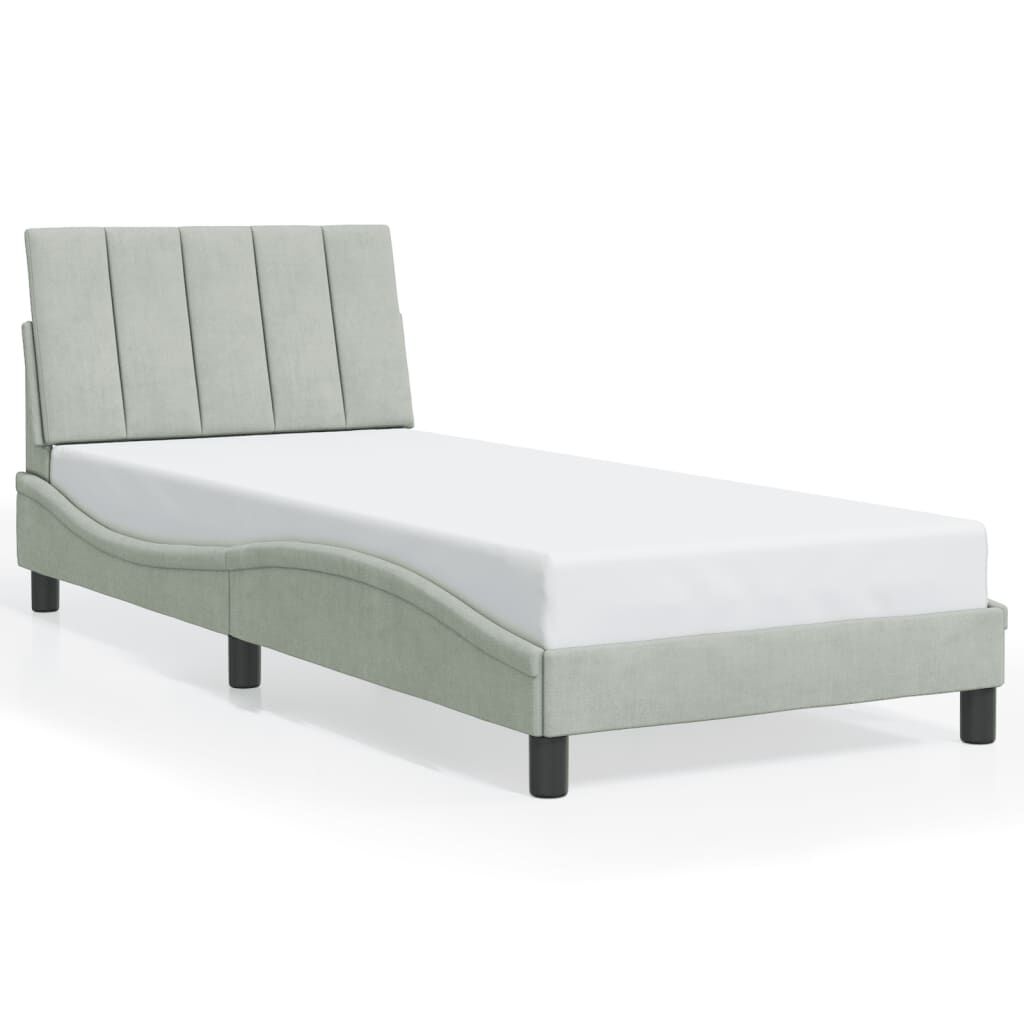 Bed Frame with LED without Mattress Dark Grey 90x190 cm Velvet Price