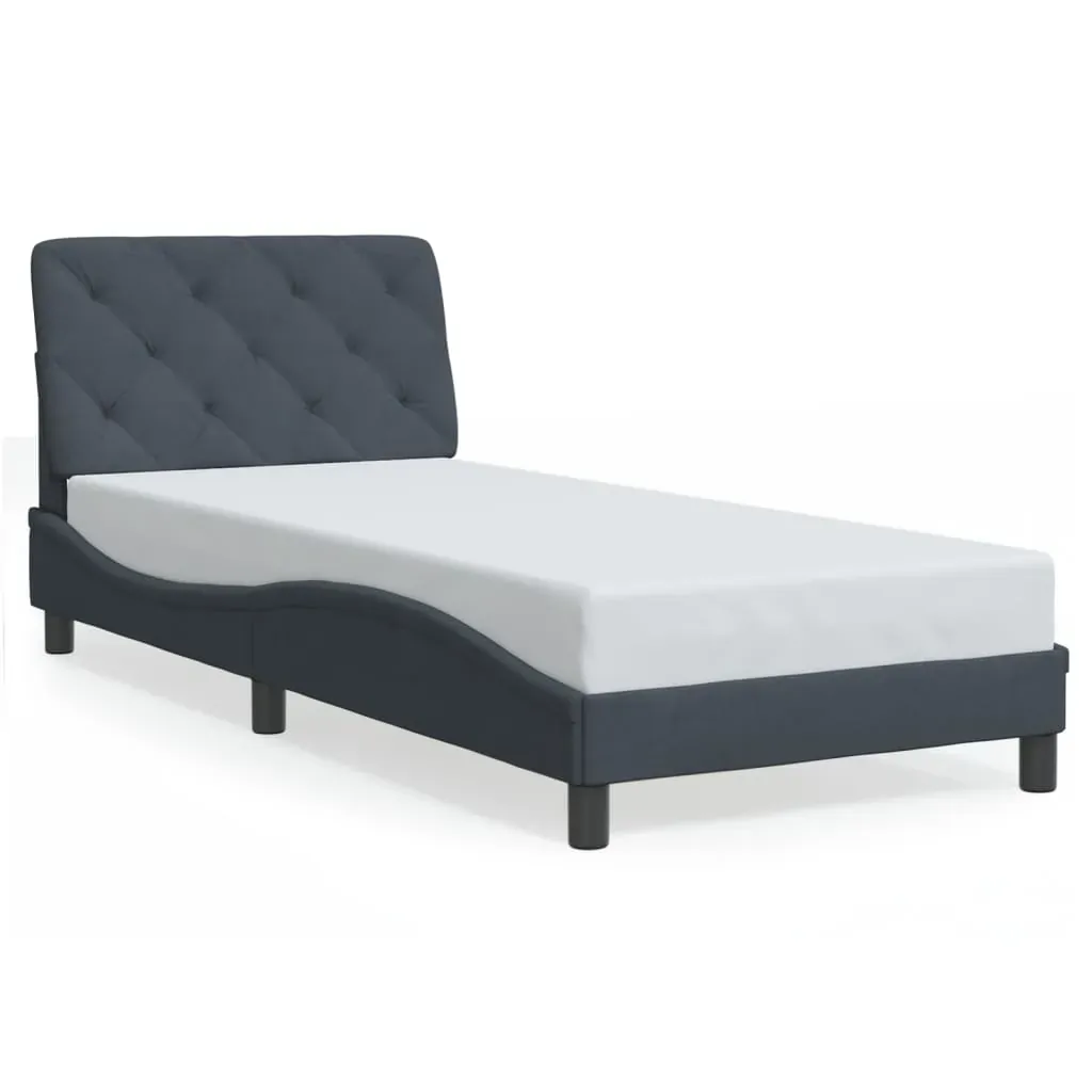 Bed Frame with LED without Mattress Dark Grey 90x190 cm Velvet Price
