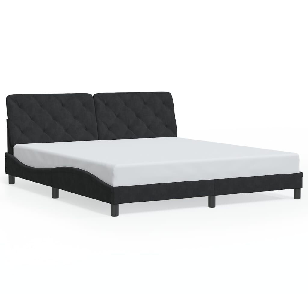 Bed Frame with LED without Mattress Black 183x203 cm King Velvet Price