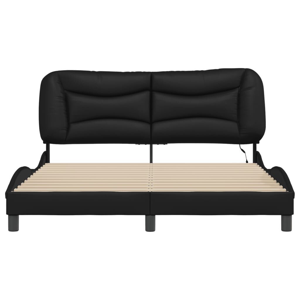 Bed Frame with LED without Mattress Black 152x203 cm Queen Price