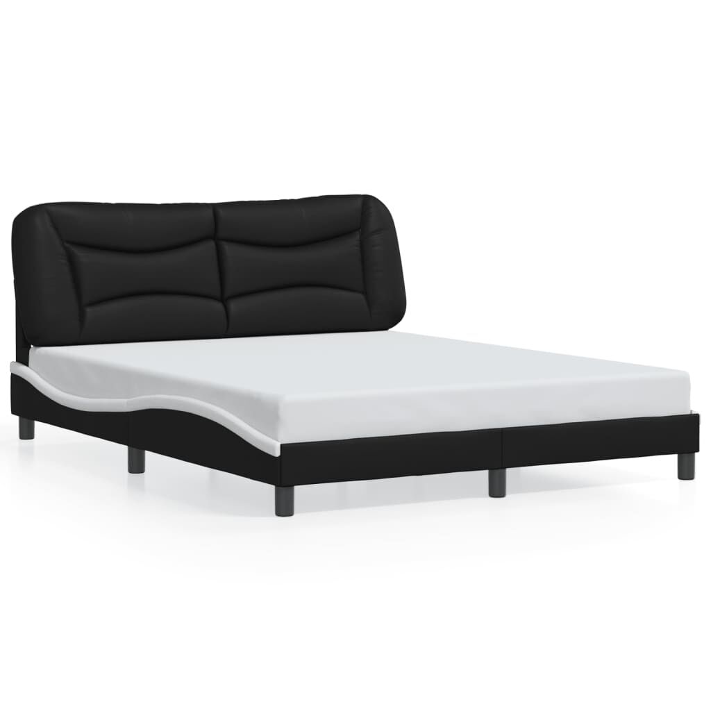 Bed Frame with LED without Mattress Black and White 152x203 cm Queen Price
