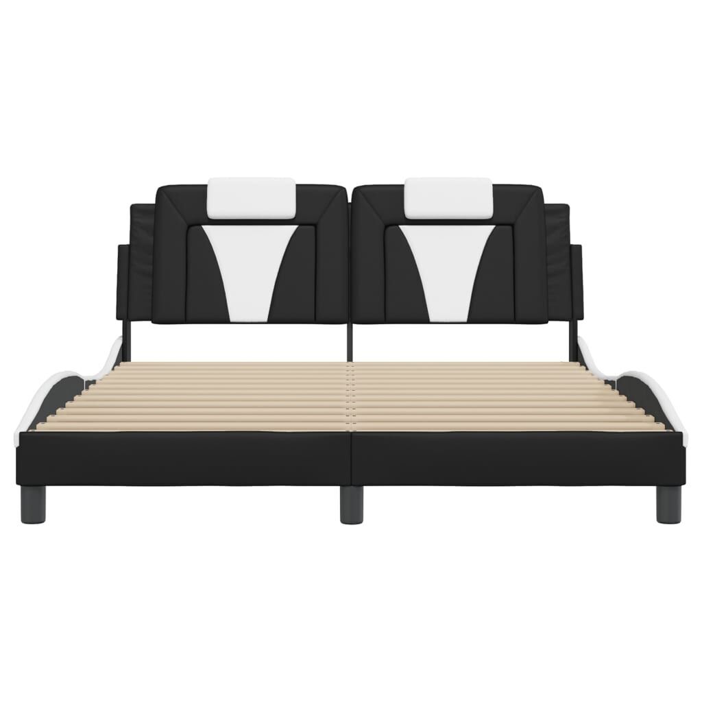 Bed Frame with LED without Mattress Black and White 152x203 cm Queen Price