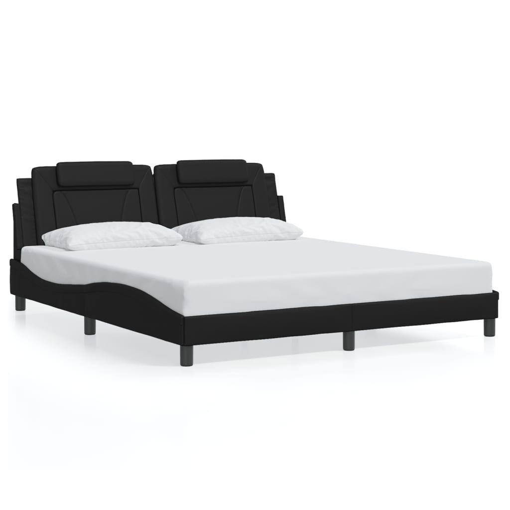 Bed Frame with LED without Mattress Black 183x203 cm King Price