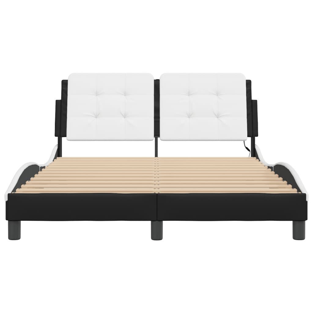 Bed Frame with LED without Mattress Black and White 137x187 cm Double Price
