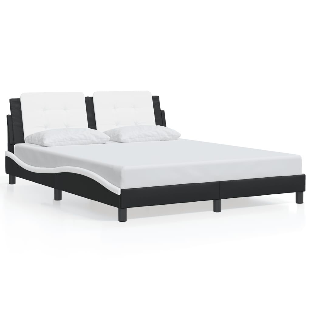 Bed Frame with LED without Mattress Black and White 152x203 cm Queen Price