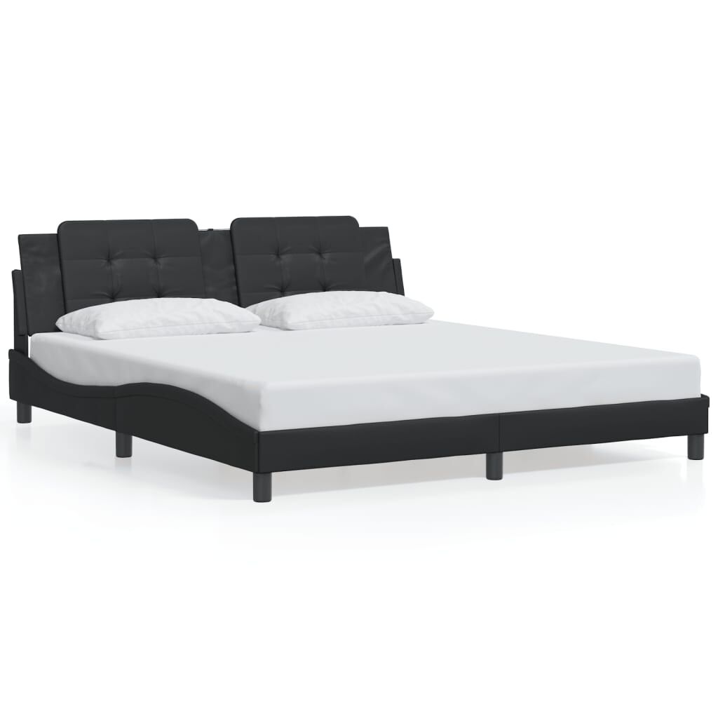 Bed Frame with LED without Mattress Black 183x203 cm King Price