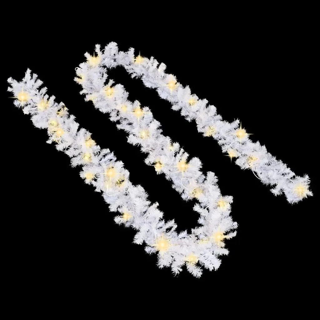 Christmas Garland with LED Lights White 5 m PVC Price