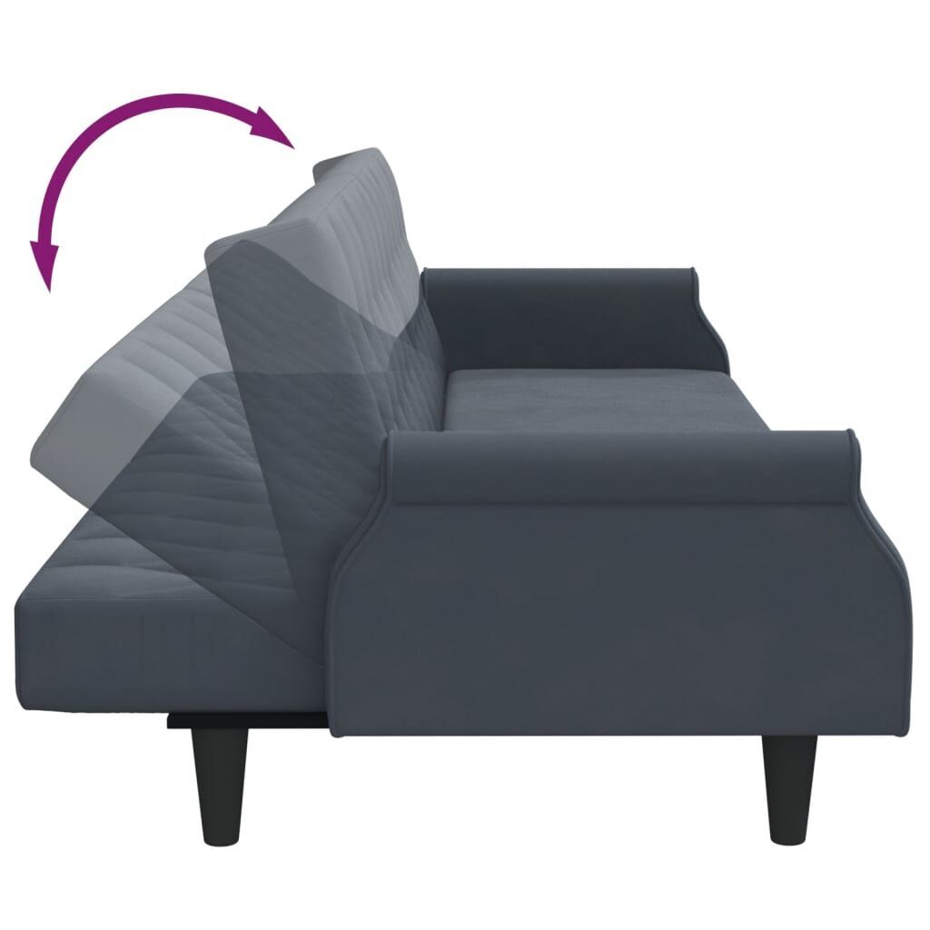 2-Seater Sofa Bed with Pillows and Footstool Dark Grey Velvet Price