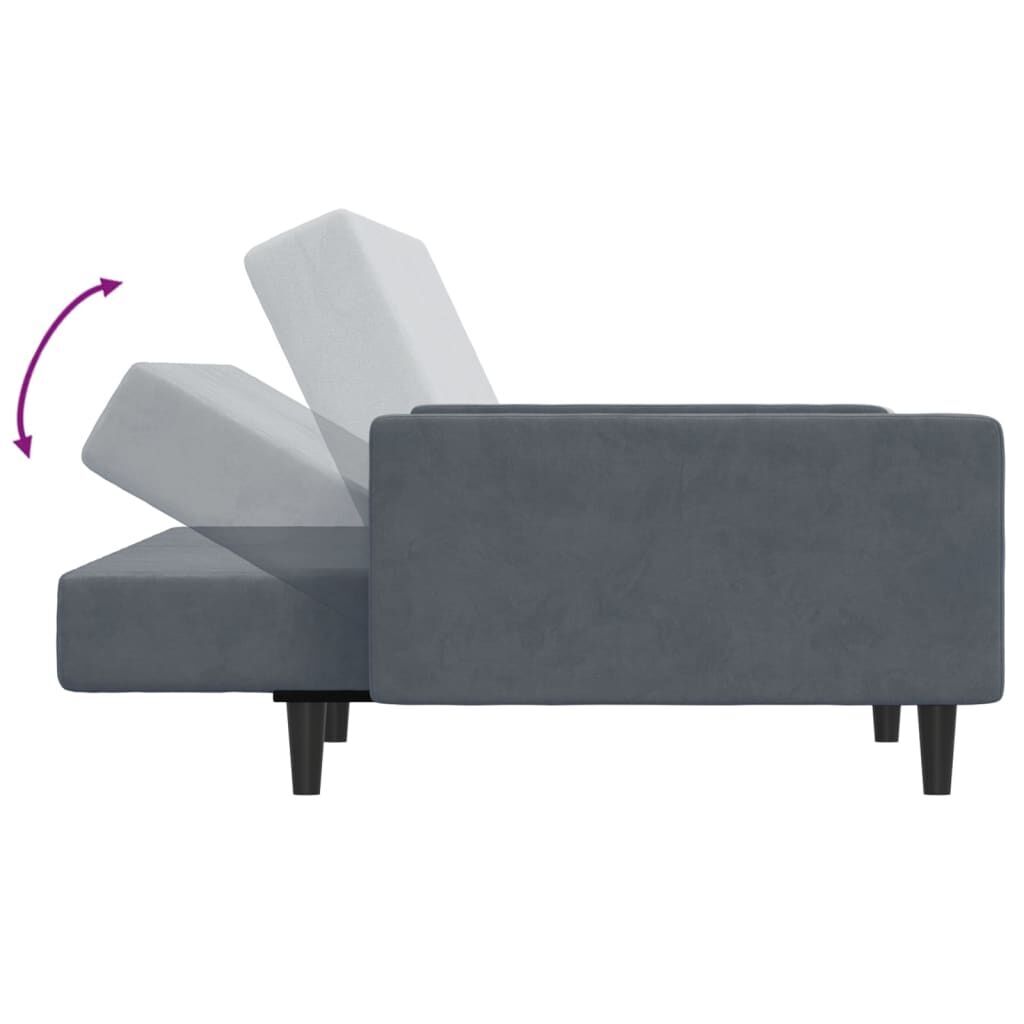2-Seater Sofa Bed with Footstool Dark Grey Velvet Price
