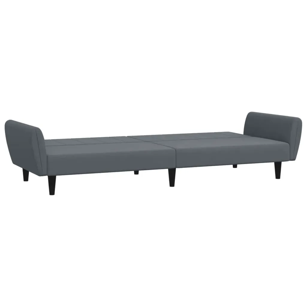 2-Seater Sofa Bed with Footstool Dark Grey Velvet Price
