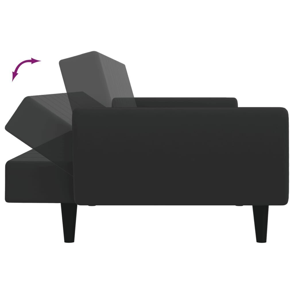 2-Seater Sofa Bed with Footstool Black Velvet Price