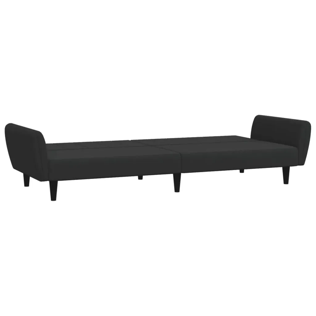 2-Seater Sofa Bed with Footstool Black Velvet Price