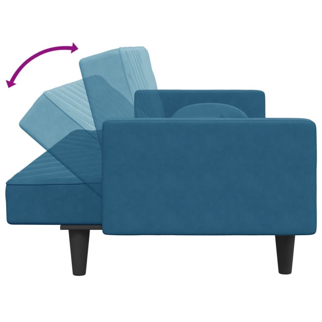 2 Piece Sofa Set with Pillows Blue Velvet Price